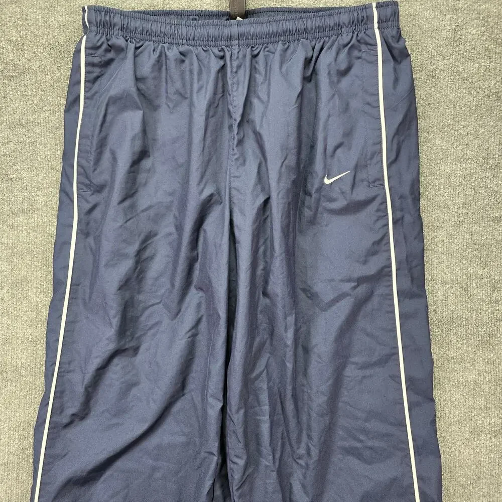 Vintage Nike Track Pants Mens Large Navy Lined Windbreaker Y2K 2000s Baggy